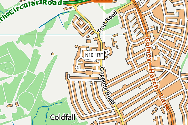 N10 1RF map - OS VectorMap District (Ordnance Survey)