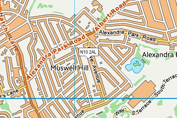 N10 2AL map - OS VectorMap District (Ordnance Survey)