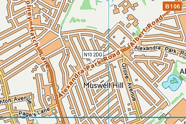 N10 2DG map - OS VectorMap District (Ordnance Survey)