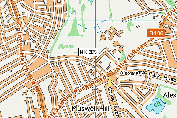 N10 2DS map - OS VectorMap District (Ordnance Survey)