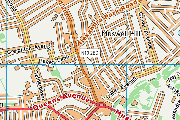 N10 2ED map - OS VectorMap District (Ordnance Survey)