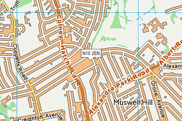 N10 2EN map - OS VectorMap District (Ordnance Survey)