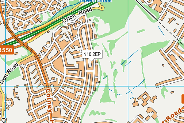 N10 2EP map - OS VectorMap District (Ordnance Survey)