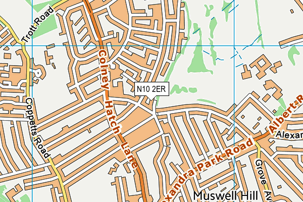 N10 2ER map - OS VectorMap District (Ordnance Survey)