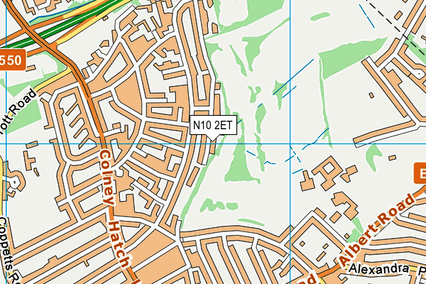 N10 2ET map - OS VectorMap District (Ordnance Survey)
