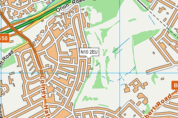 N10 2EU map - OS VectorMap District (Ordnance Survey)