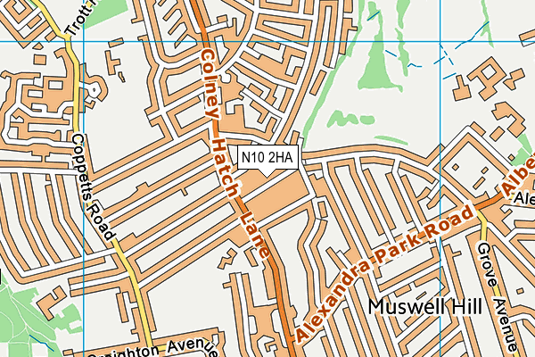 N10 2HA map - OS VectorMap District (Ordnance Survey)