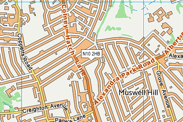 N10 2HB map - OS VectorMap District (Ordnance Survey)