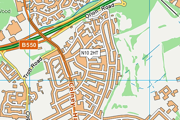 N10 2HT map - OS VectorMap District (Ordnance Survey)