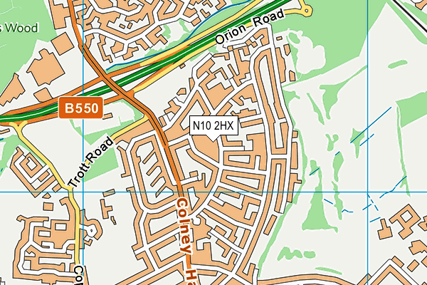 N10 2HX map - OS VectorMap District (Ordnance Survey)