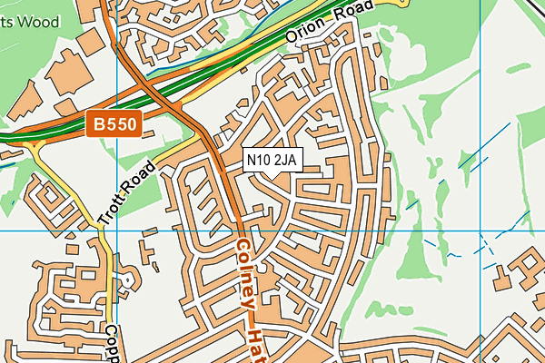 N10 2JA map - OS VectorMap District (Ordnance Survey)