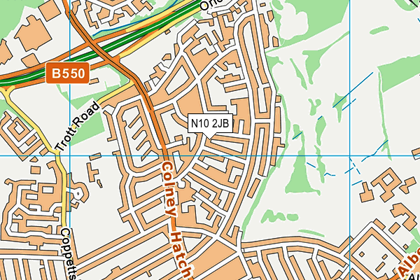 N10 2JB map - OS VectorMap District (Ordnance Survey)