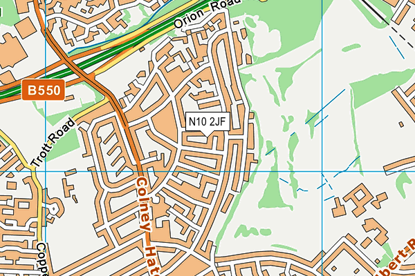 N10 2JF map - OS VectorMap District (Ordnance Survey)