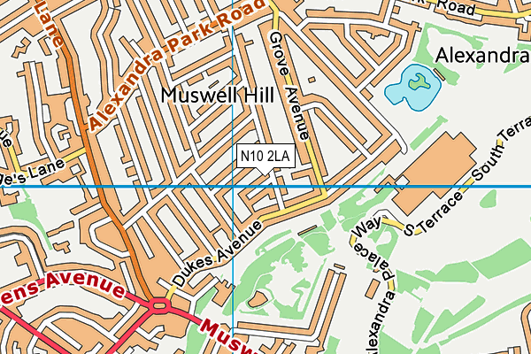 N10 2LA map - OS VectorMap District (Ordnance Survey)