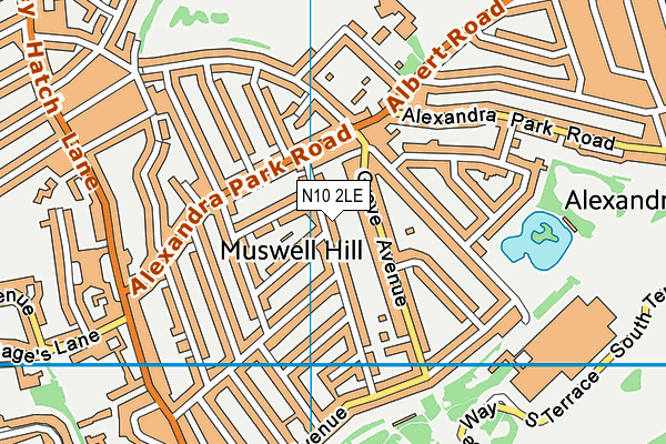 N10 2LE map - OS VectorMap District (Ordnance Survey)