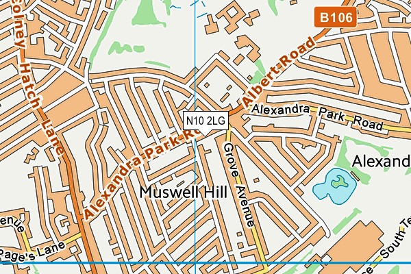 N10 2LG map - OS VectorMap District (Ordnance Survey)