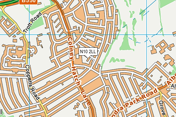 N10 2LL map - OS VectorMap District (Ordnance Survey)