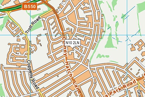 N10 2LN map - OS VectorMap District (Ordnance Survey)