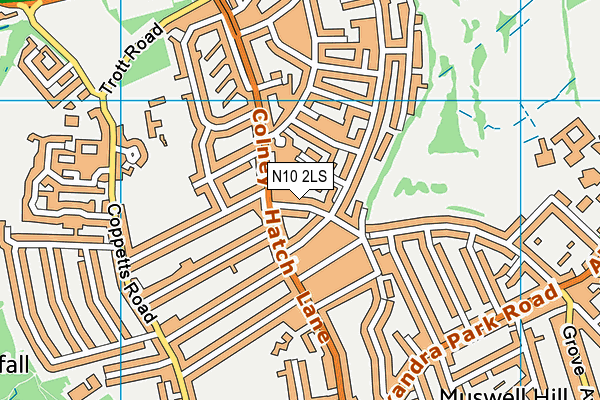 N10 2LS map - OS VectorMap District (Ordnance Survey)