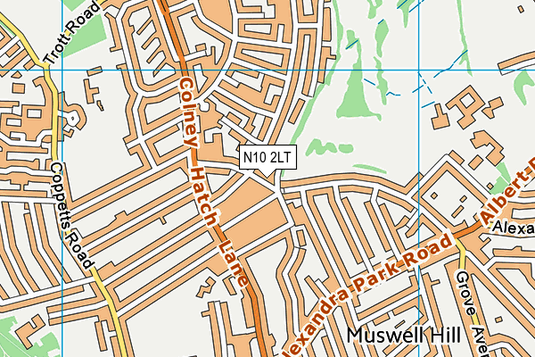 N10 2LT map - OS VectorMap District (Ordnance Survey)