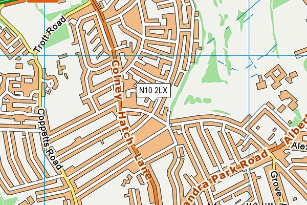 N10 2LX map - OS VectorMap District (Ordnance Survey)