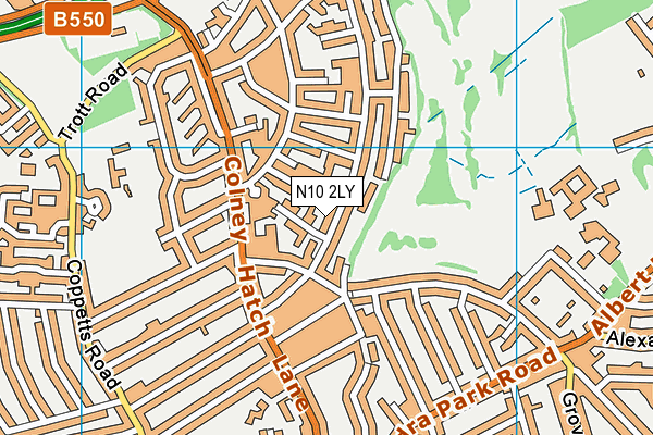 N10 2LY map - OS VectorMap District (Ordnance Survey)