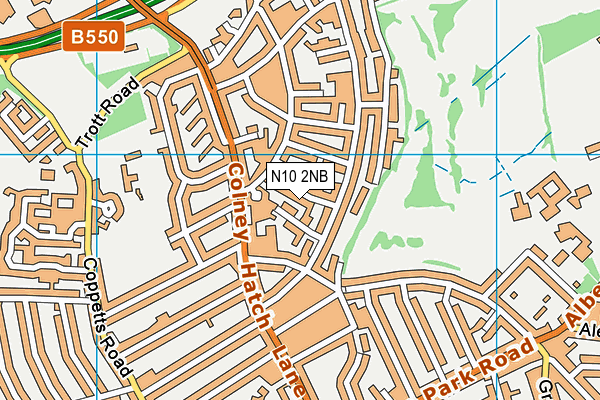 N10 2NB map - OS VectorMap District (Ordnance Survey)
