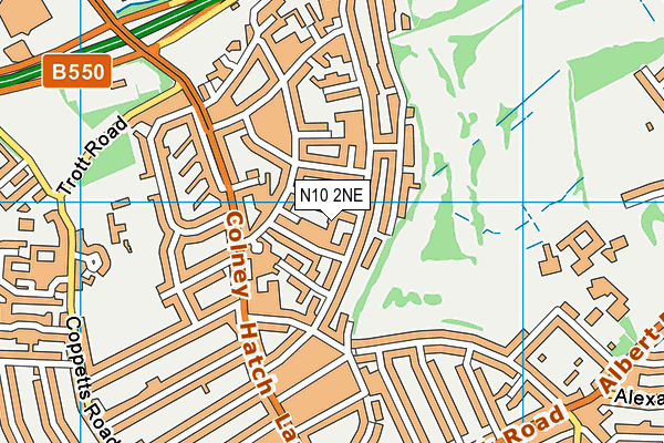 N10 2NE map - OS VectorMap District (Ordnance Survey)