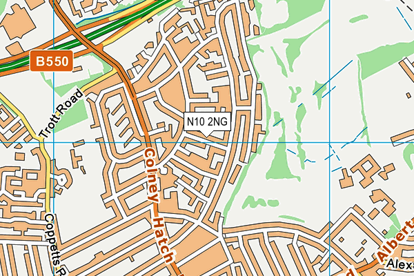 N10 2NG map - OS VectorMap District (Ordnance Survey)