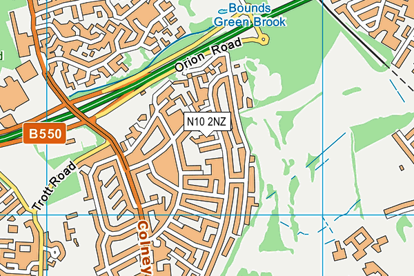 N10 2NZ map - OS VectorMap District (Ordnance Survey)
