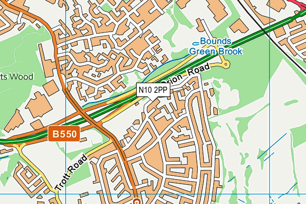 N10 2PP map - OS VectorMap District (Ordnance Survey)