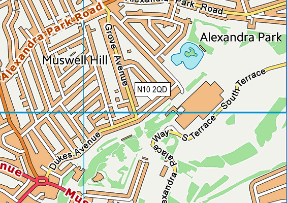 N10 2QD map - OS VectorMap District (Ordnance Survey)