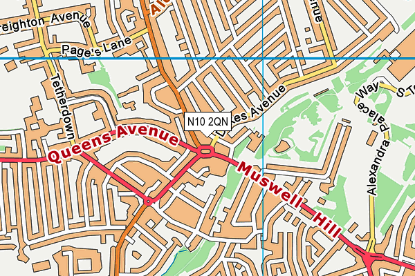 N10 2QN map - OS VectorMap District (Ordnance Survey)