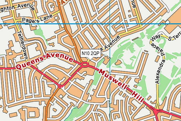 N10 2QP map - OS VectorMap District (Ordnance Survey)