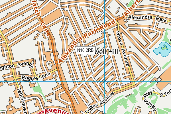 N10 2RB map - OS VectorMap District (Ordnance Survey)