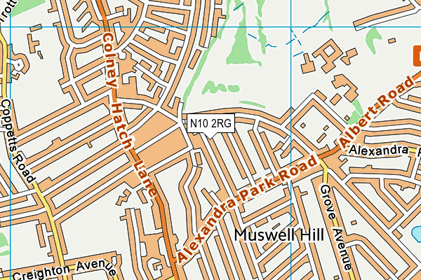 N10 2RG map - OS VectorMap District (Ordnance Survey)