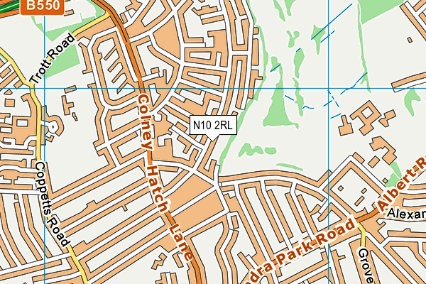 N10 2RL map - OS VectorMap District (Ordnance Survey)