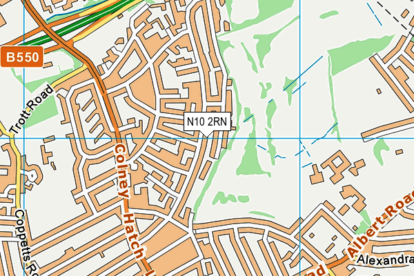 N10 2RN map - OS VectorMap District (Ordnance Survey)