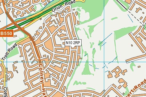 N10 2RP map - OS VectorMap District (Ordnance Survey)
