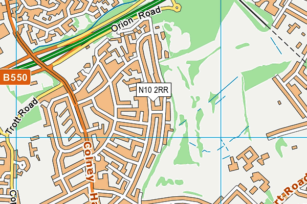 N10 2RR map - OS VectorMap District (Ordnance Survey)
