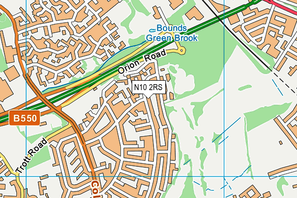 N10 2RS map - OS VectorMap District (Ordnance Survey)