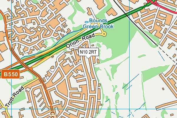 N10 2RT map - OS VectorMap District (Ordnance Survey)