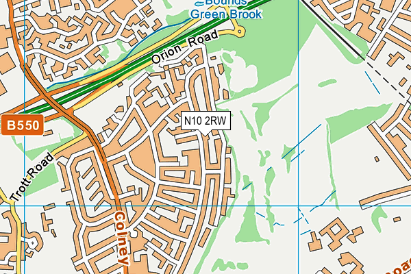 N10 2RW map - OS VectorMap District (Ordnance Survey)