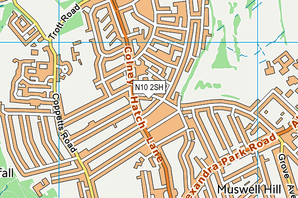 N10 2SH map - OS VectorMap District (Ordnance Survey)