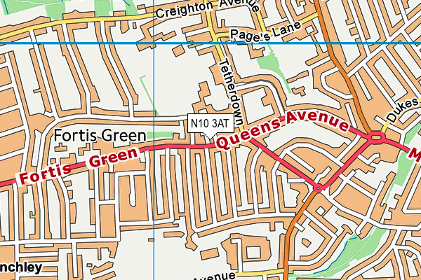 N10 3AT map - OS VectorMap District (Ordnance Survey)