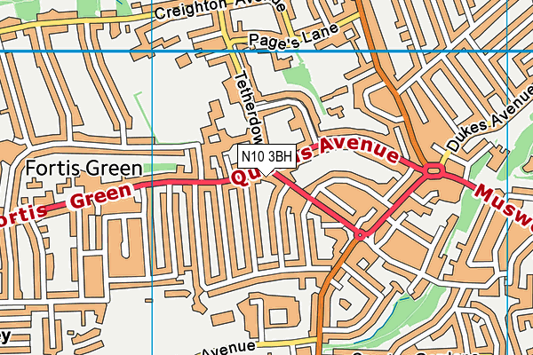 N10 3BH map - OS VectorMap District (Ordnance Survey)