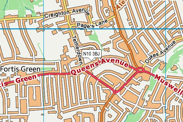 N10 3BJ map - OS VectorMap District (Ordnance Survey)