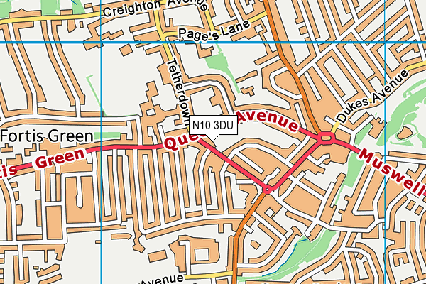 N10 3DU map - OS VectorMap District (Ordnance Survey)