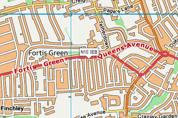 N10 3EB map - OS VectorMap District (Ordnance Survey)