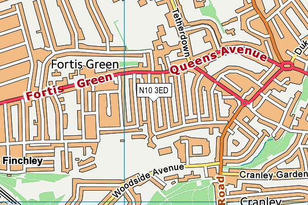 N10 3ED map - OS VectorMap District (Ordnance Survey)